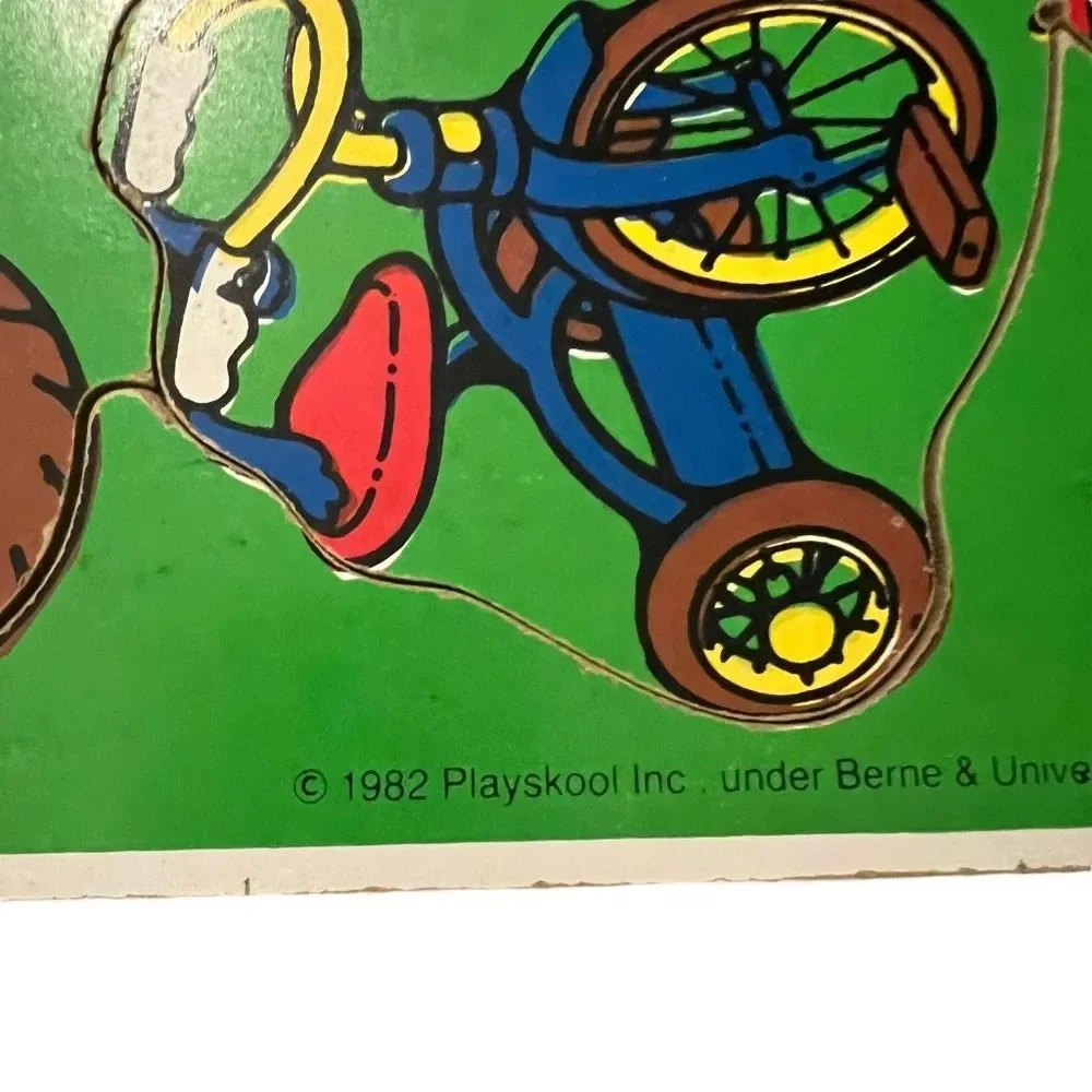 Vintage Playskool Things With Wheels Tray‎ Puzzle 4 Piece 1982 180-04 Ages 1-3